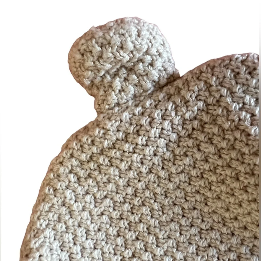 0-6 months hat Gerber knit baby hat in natural tone w/little teddy bear ears